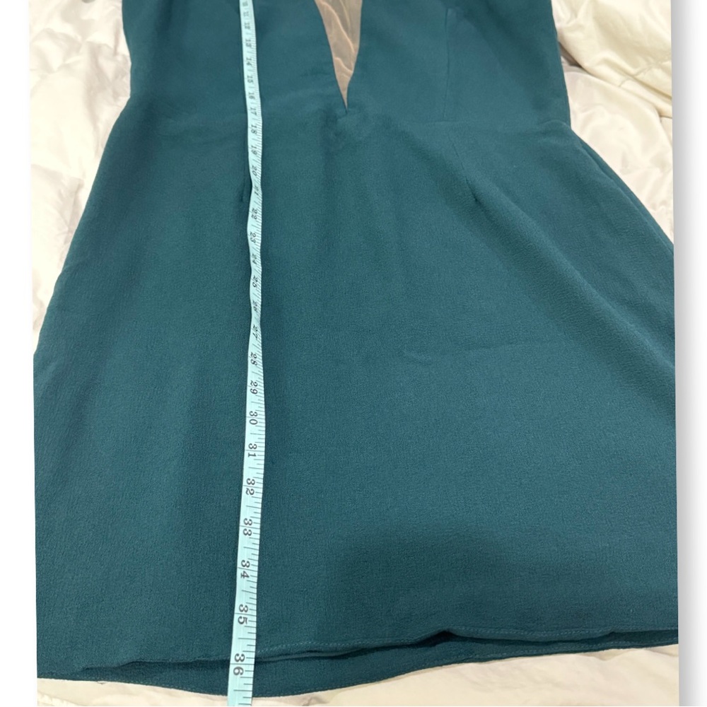 DRESS THE POPULATION KELLI PLUNGING CREPE SHEATH DRESS PUFF LONG SLEEVES GREEN‎ - Picture 6 of 8